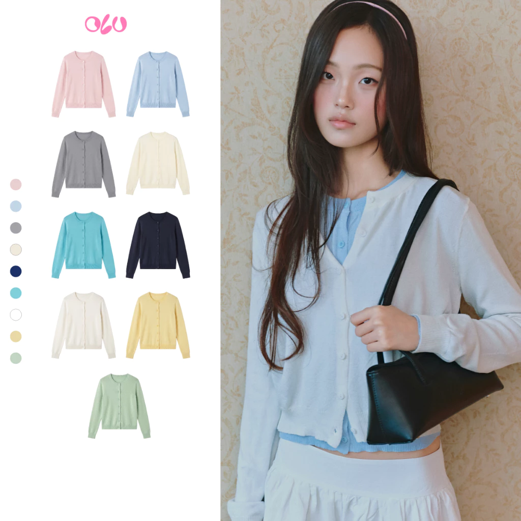 Áo OLV len cardigan cổ tròn dài tay dáng basic  Yona Long Sleeve nhiều màu phù hợp đi làm đi chơi