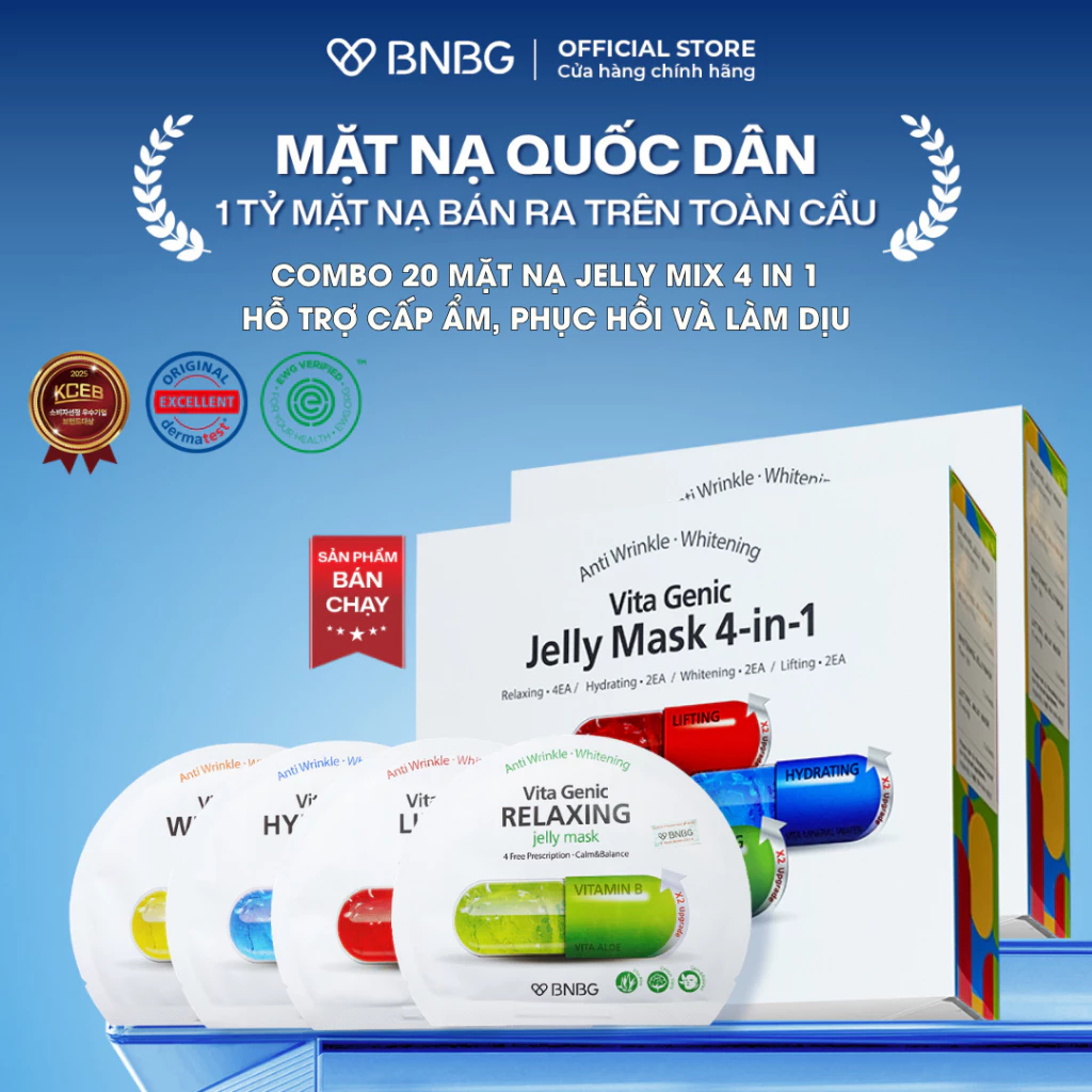 [VHL x BNBG] COMBO 20 Mặt Nạ BNBG Mix Hỗ Trợ Làm Dịu Da BNBG Vita Genic Jelly Mask 30mlx20