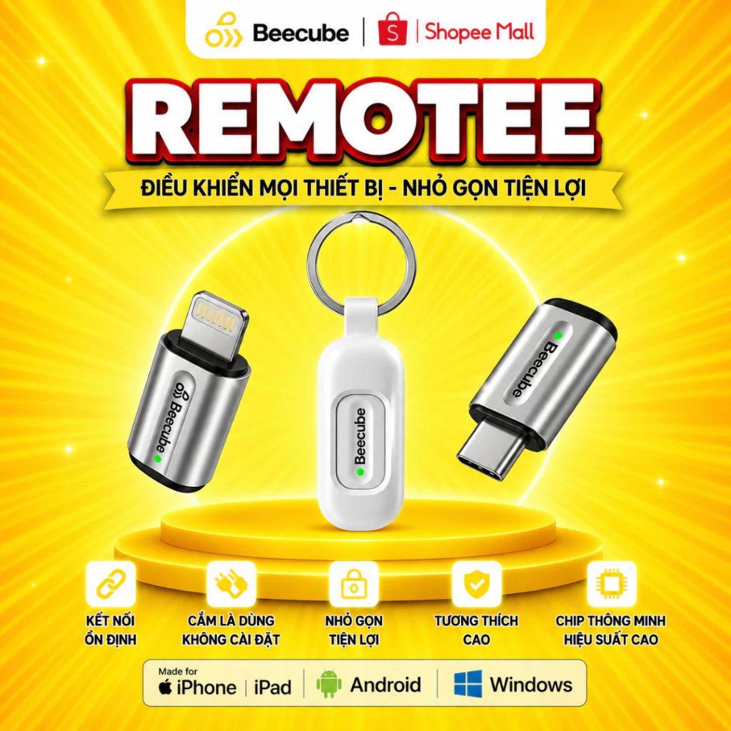 Điều Khiển Đa Năng Thông Minh BEECUBE REMOTEE Cho Điện Thoại - Cổng Type C / Lightning Cao Cấp Remote Tivi Máy Lạnh