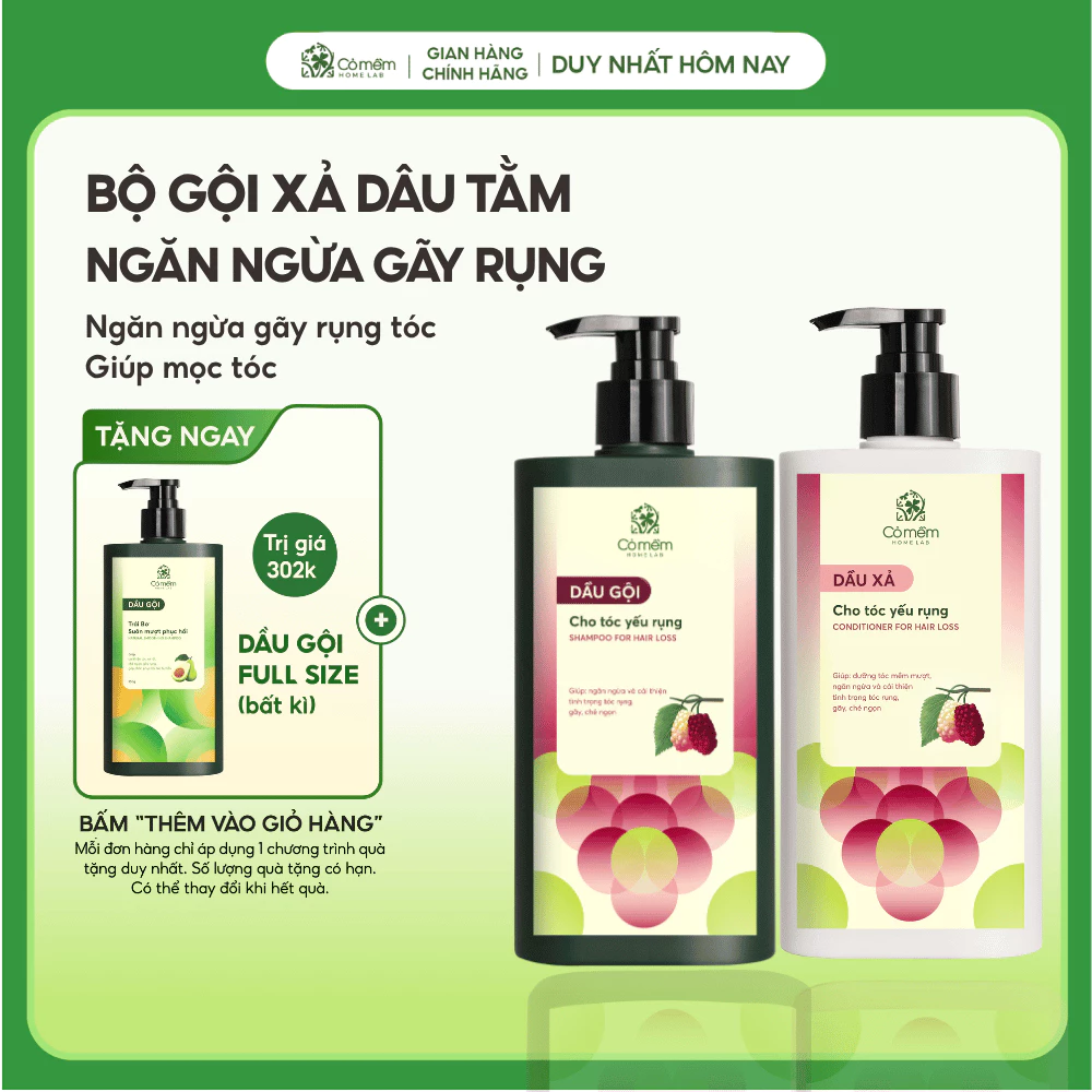 Combo Dầu Gội Xả Cho Tóc Yếu Rụng Hỗ Trợ Mọc Tóc Cải Thiện Hư Tổn Cỏ Mềm