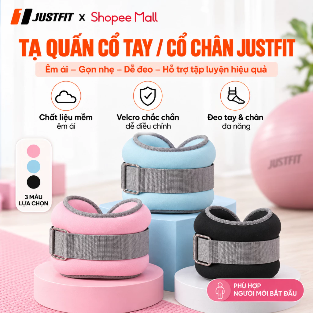 Tạ Đeo Tay Đeo Chân JUSTFIT Túi Đựng Bột Sắt Mịn, Tạ Tập Gym Yoga Chạy Bộ Tại Nhà