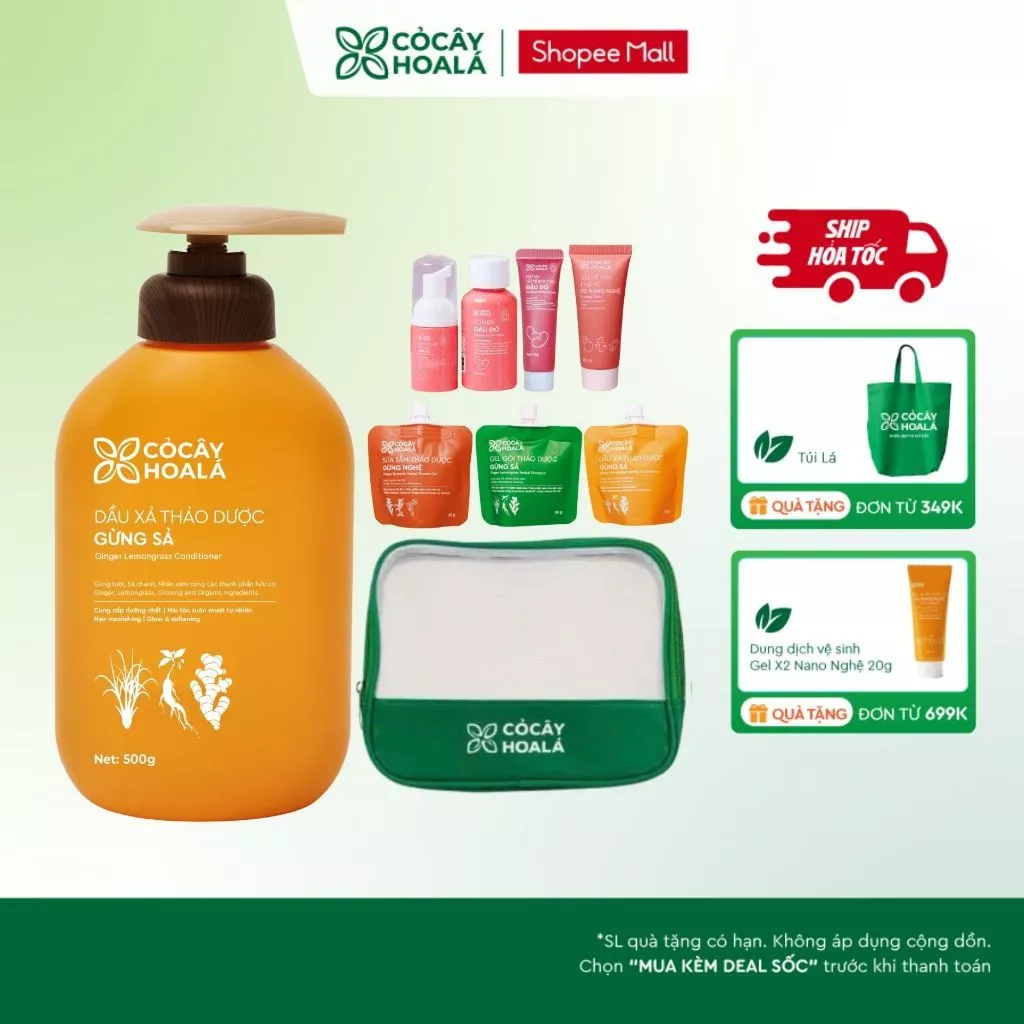 [HỎA TỐC] COMBO Dầu Gội Xả Thảo Dược Cỏ Cây Hoa Lá Gừng Sả Và Bộ Chăm Sóc Minisize tiện lợi
