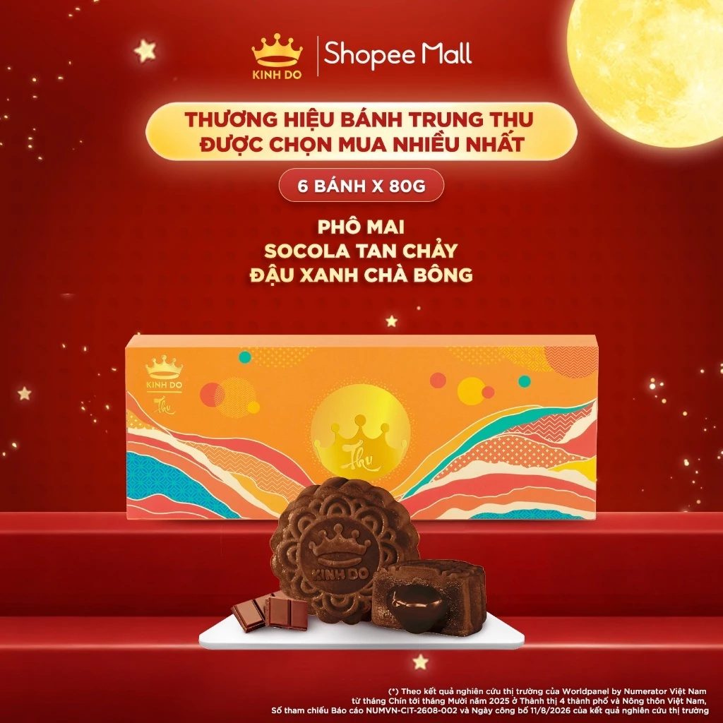 [HỎA TỐC] [KOL] Hộp bánh trung thu Kinh Đô cao cấp - Lava Trứng Chảy Kim Sa (6 bánh x 80g)