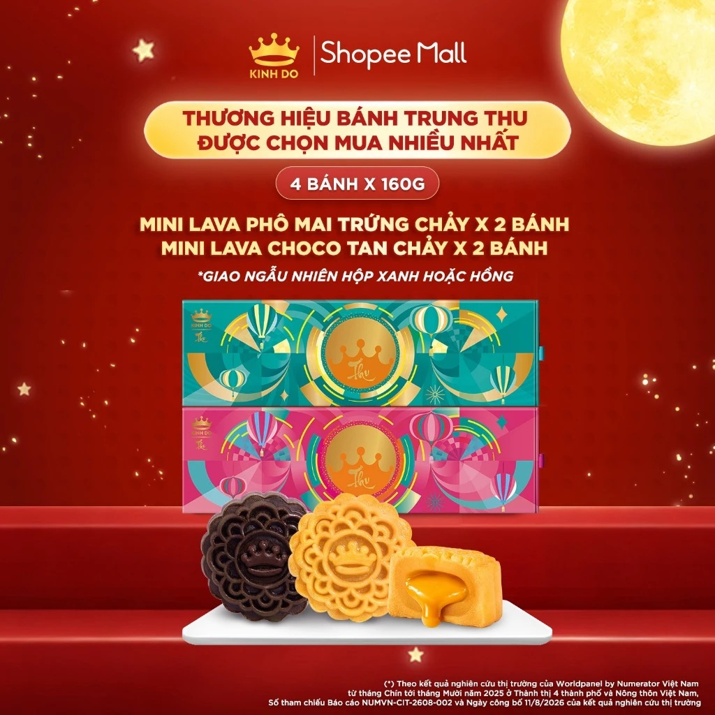 [HANNAHOLALA] Hộp bánh trung thu Kinh Đô cao cấp - Mini Lava (4 bánh x 45g)