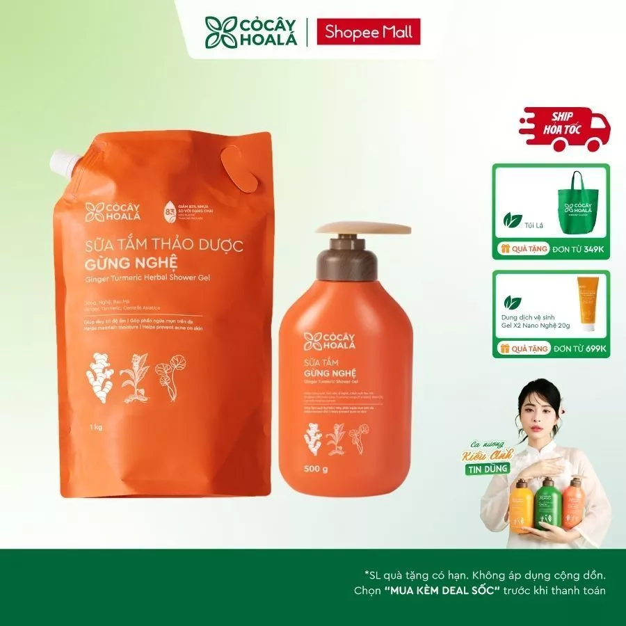 [HỎA TỐC] Sữa Tắm Thảo Dược Cỏ Cây Hoa Lá Gừng Nghệ Làm Sạch Sâu, Giữ Ấm Phòng Cảm, Giảm Mụn Lưng