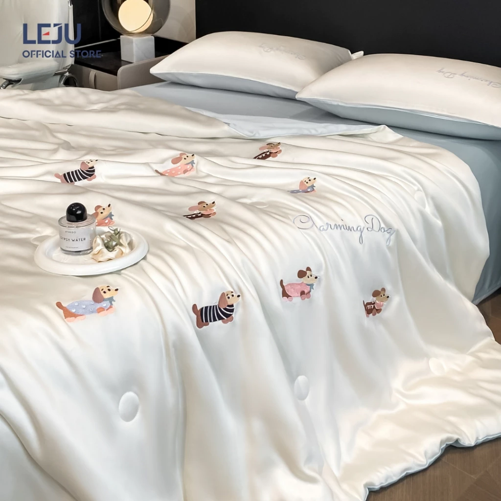 Bộ 4 Món Chăn Ga Mùa Hè HOME LEJU Set Chăn Ga Gối Cao Cấp Ga Trải Drap Nệm 2m Chăn Hè Thoáng Khí