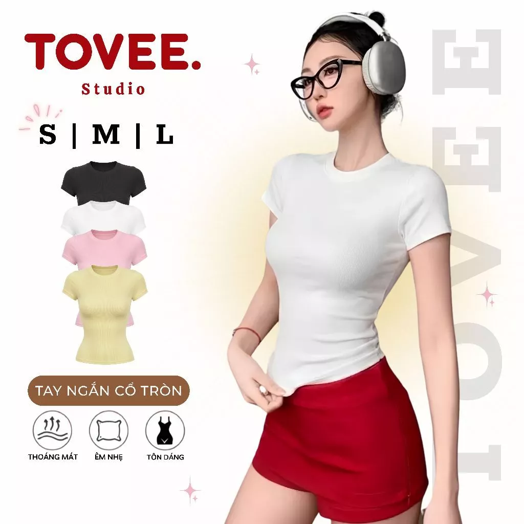 Áo Thun TAY NGẮN CỔ TRÒN DÁNG DÀI Chất Thun Borip Lụa Ôm Body DD42, Áo BABYTEE Kiểu Trơn Basic Mềm Mát TOVEE