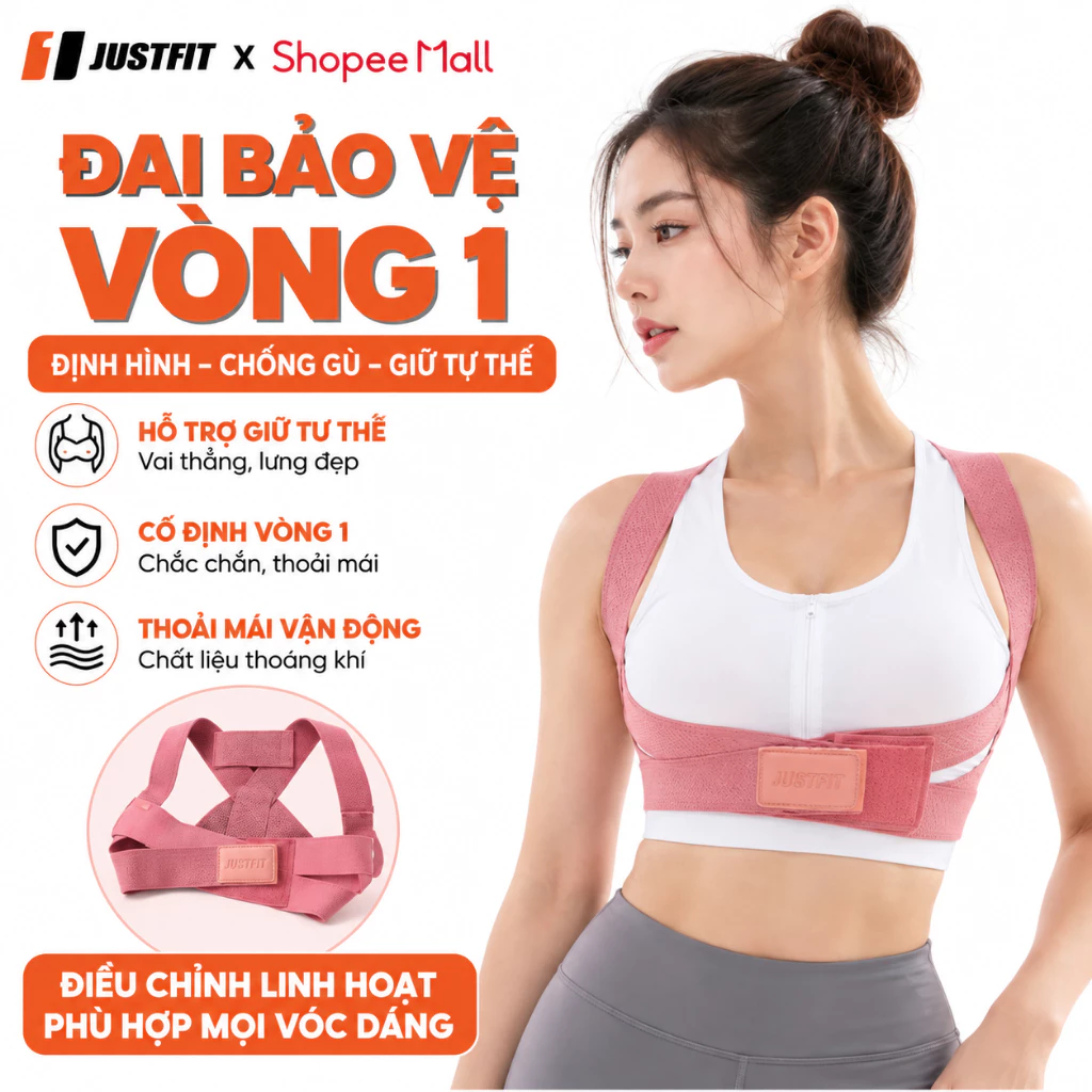 Đai Bảo Vệ Vòng 1 JUSTFIT , Hỗ Trợ Giữ Tư Thế, Cố Định Lưng Ngực Khi Tập Gym Cardio