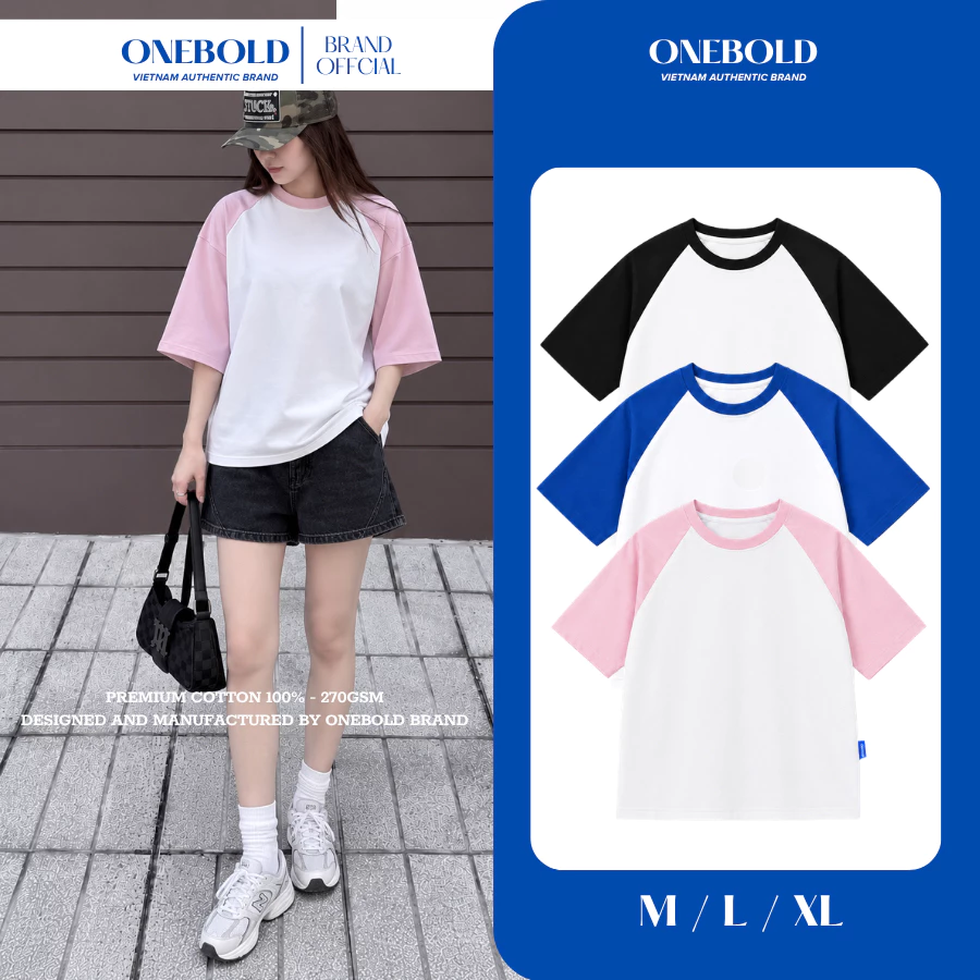Áo Thun Tay Ngắn "Oversize RAGLAN" Brand ONEBOLD Chất Cotton 270gsm, Áo Phông Form Rộng Nam Nữ Dễ Phối Basic