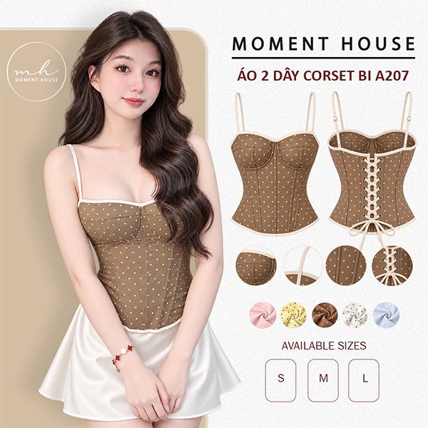 ÁO 2 DÂY - LINEN CHẤM BI, CÓ MÚT, CÓ GỌNG , FORM ÔM V2, HÀNG THIẾT KẾ ( A207)