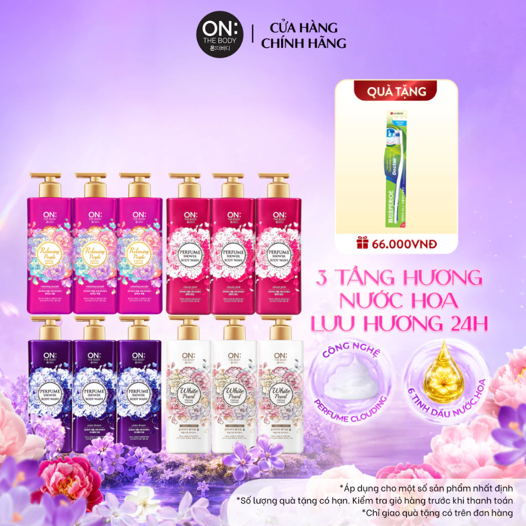 [CHÍNH HÃNG ĐỘC QUYỀN] Combo 3 Sữa tắm Nước hoa 3 tầng hương On: The Body Hương lưu hương 24h, da ẩm mịn 500g