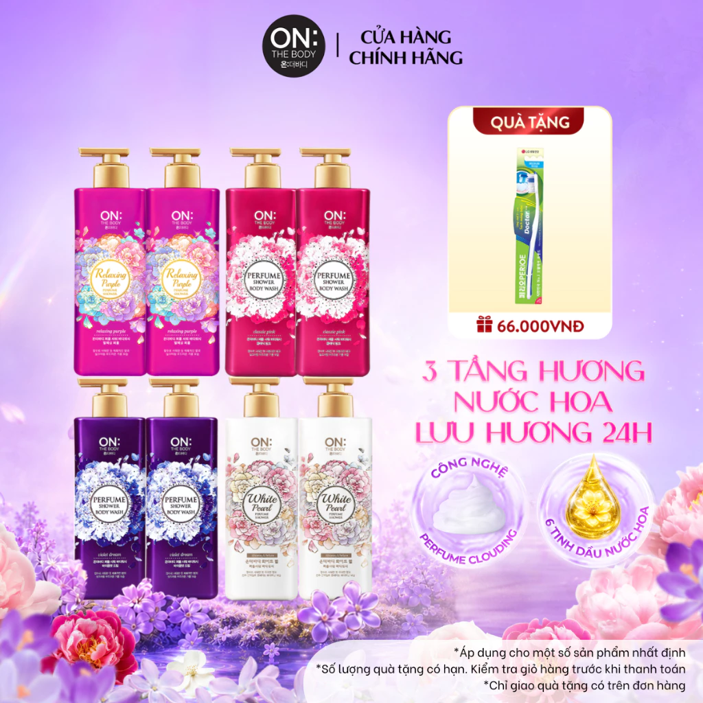 [CHÍNH HÃNG ĐỘC QUYỀN] Combo 2 Sữa tắm Nước hoa 3 tầng hương On: The Body Hương lưu hương 24h, da ẩm mịn 500g