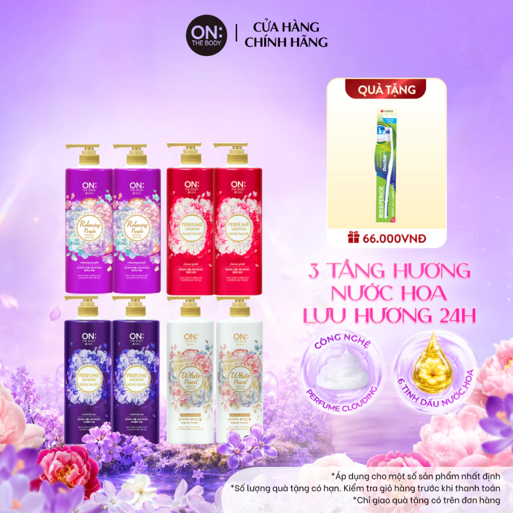 [CHÍNH HÃNG ĐỘC QUYỀN] Combo 2 Sữa tắm Nước hoa 3 tầng hương On: The Body lưu hương 24h 1kg