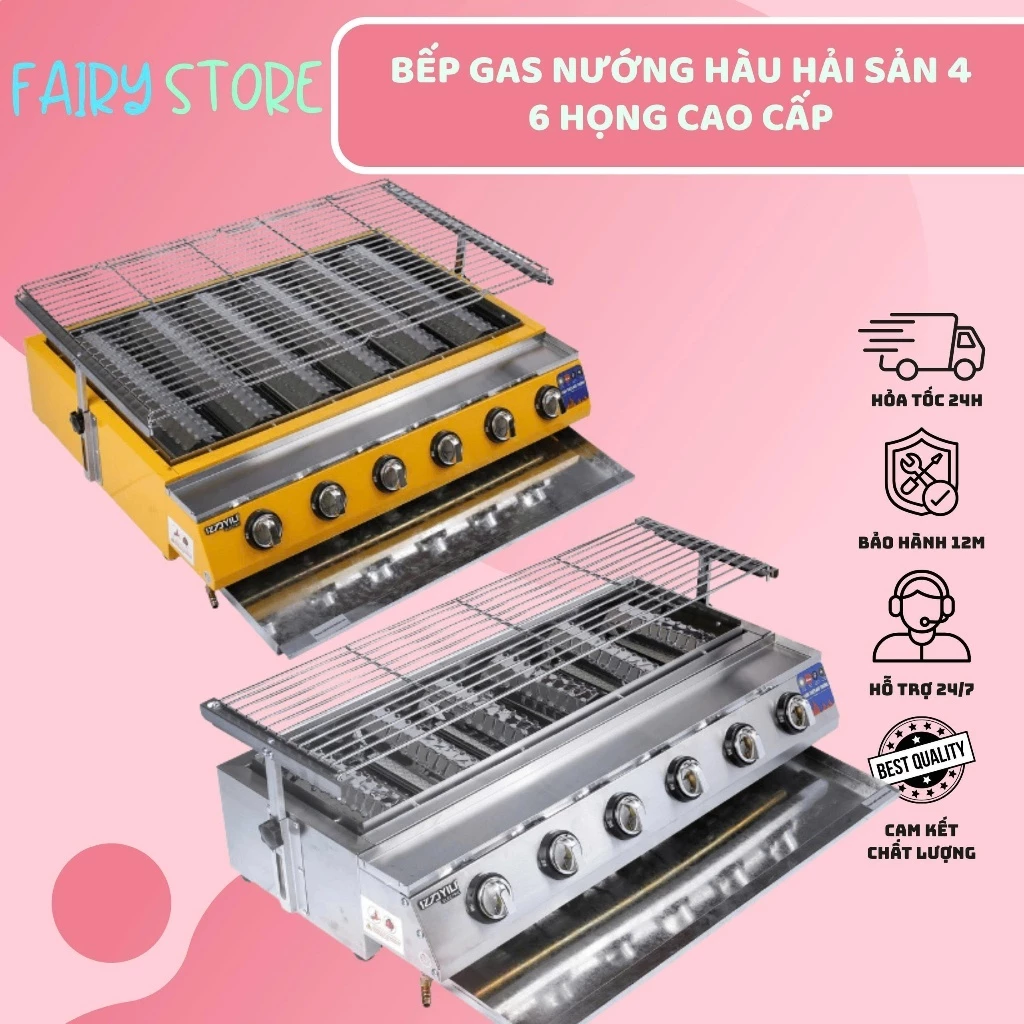 Bếp Gas Nướng Hồng Ngoại Nướng Hàu Hải Sản 4 6 Họng Nướng Cao Cấp- Bảo Hành 12 Tháng