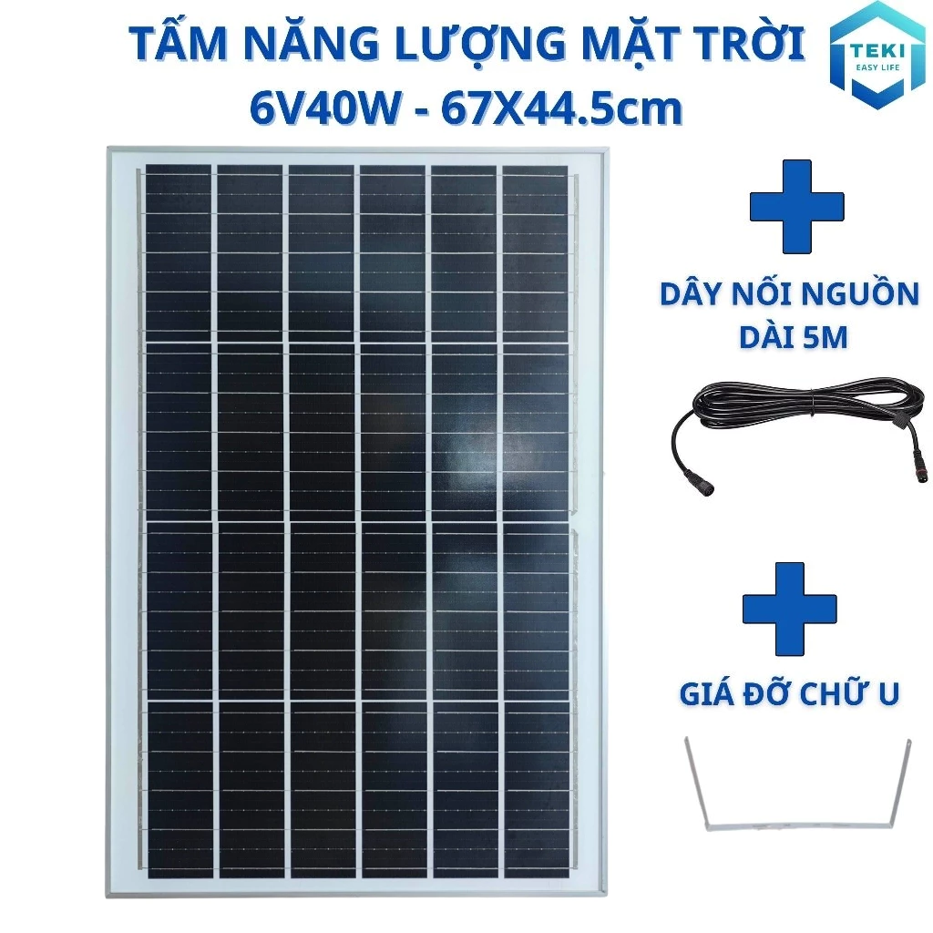 TẤM NĂNG LƯỢNG MẶT TRỜI MONO 6V 40W 67x44.5cm - TEKI