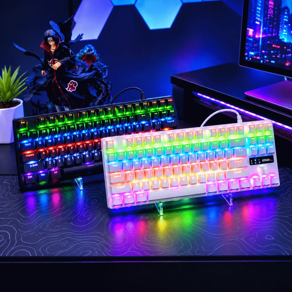 Phím Cơ Gaming K550/H87K Blue Switch, LED RGB , LED Xuyên Phím , Xuyên Sáng