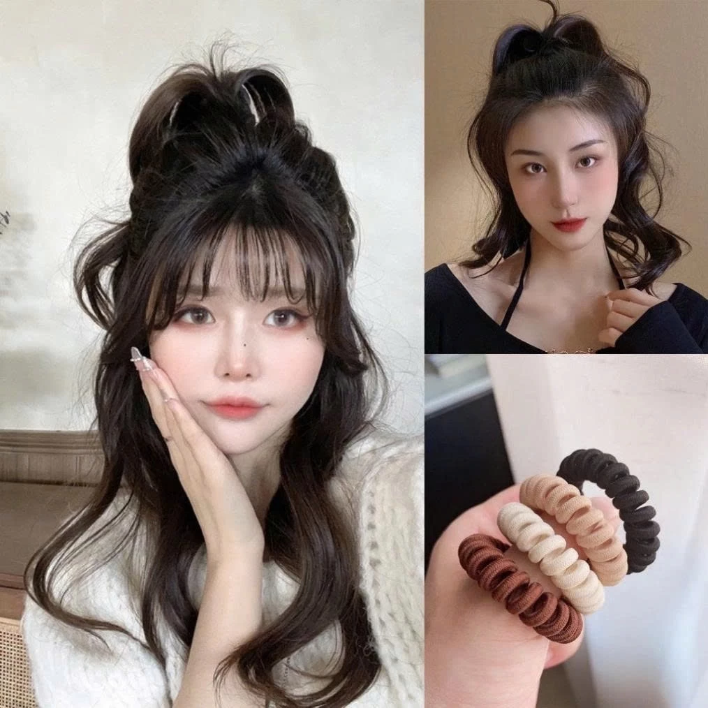 SET 5 Dây Thun Buộc Tóc YUUKI Cao Su Không Đường May,Chun Cột Tóc Đuôi Ngựa
