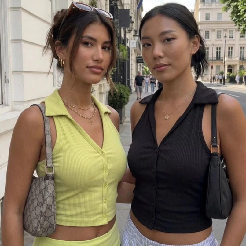 ❤️Áo Thun Gân Kiểu Crop Top Không Tay Cổ Polo, Thời Trang Dạo Phố, Phượt Nữ, Cafe, Thể Thao, Phong Cách Trẻ Trung