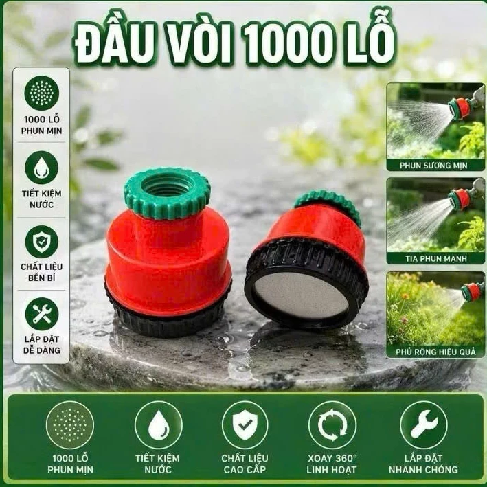 Đầu Sen Phun Tia 1000 Lỗ Siêu Mịn - Ren 21 - Ren 21