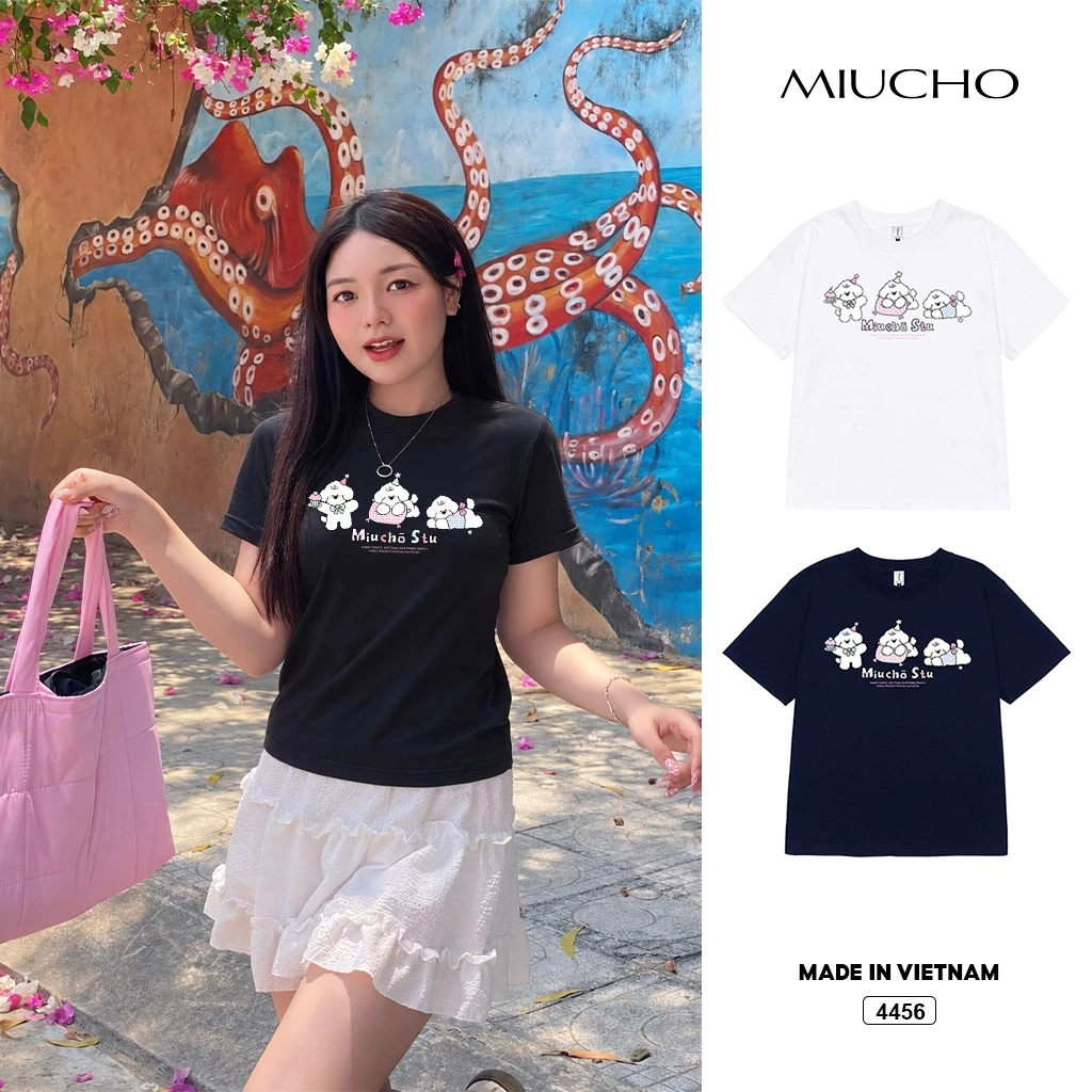 Áo baby tee nữ form ôm Miucho BST dễ thương đáng iu Hàn Quốc