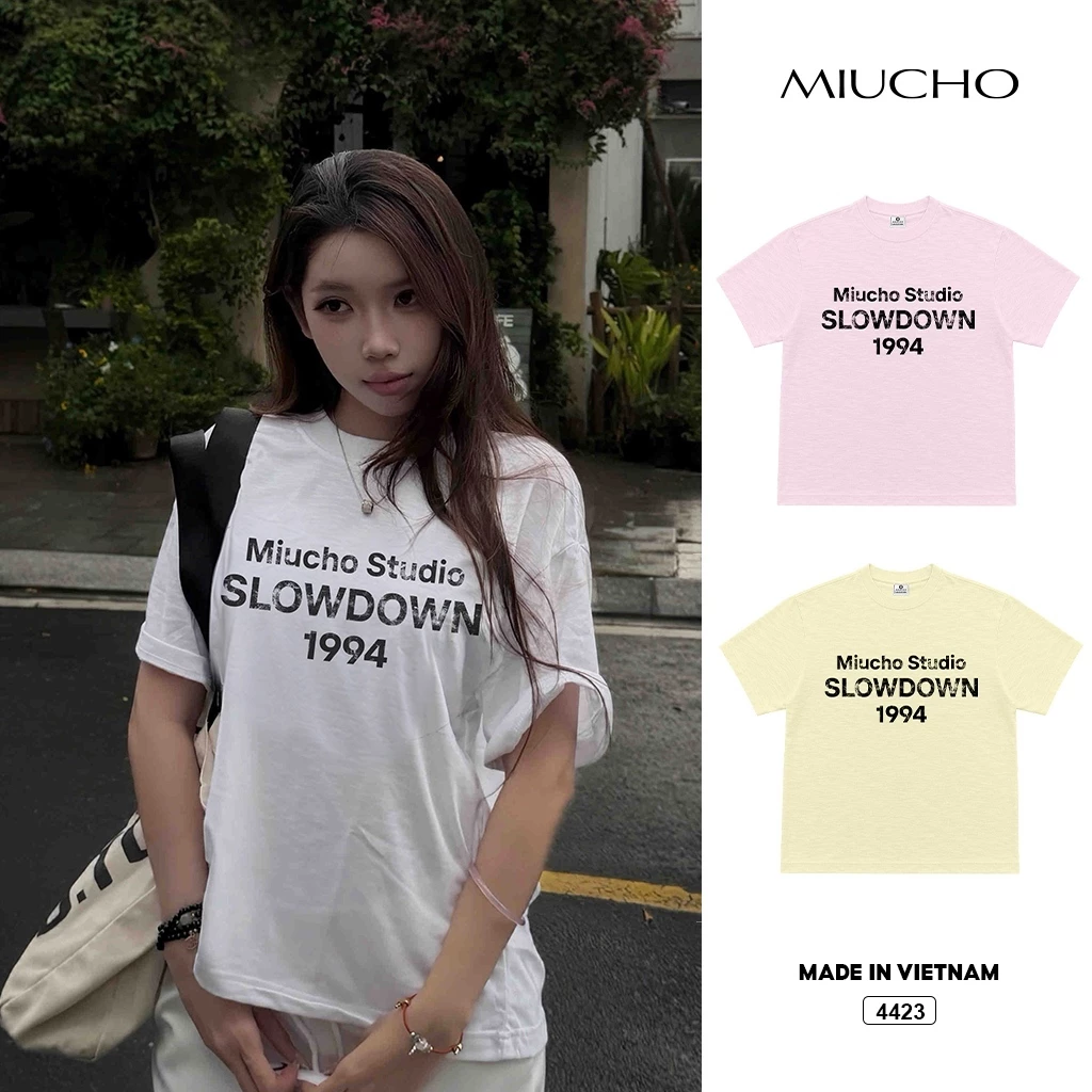 Áo thun nữ boxy Miucho BST cá tính đường phố chất vải cotton xược thoáng mát