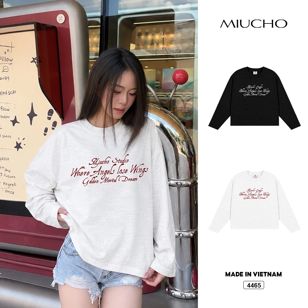 Áo thun nữ boxy tay dài BST Miucho chất vải cotton xược tháng mát mềm mịn