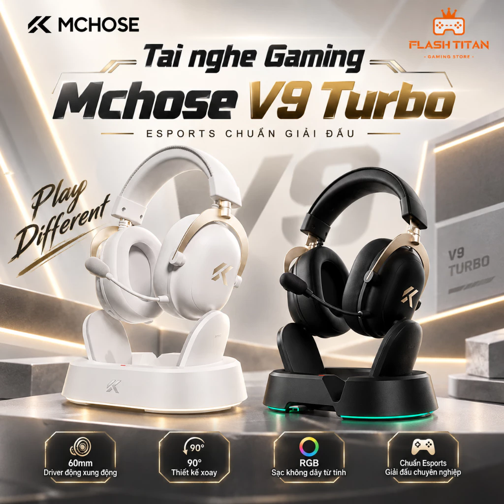 Tai nghe Gaming Cao Cấp Mchose V9 Turbo Âm Thanh Chân Thật - Độ Trễ Cực Thấp - Mic Khử Tiếng Ồn - Hỗ Trợ Chơi Game FPS