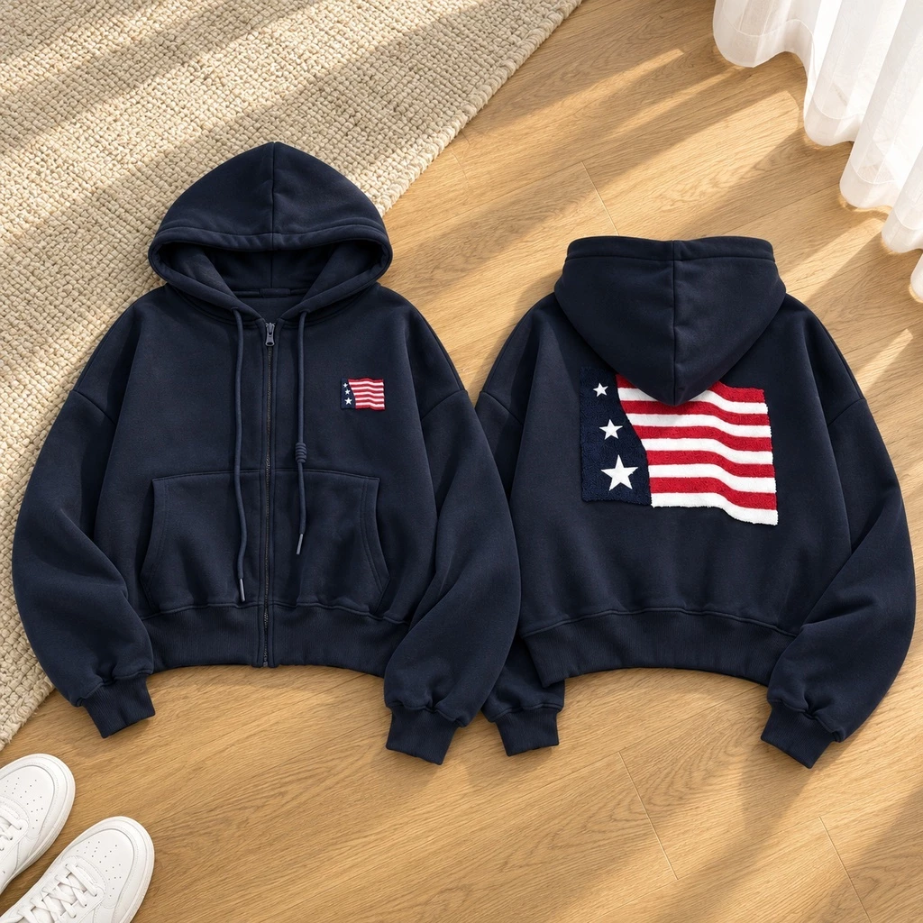 Áo Khoác Hoodie Zip Nữ Form Boxy Dáng Lững TOMANO Vải Nỉ Dày Tay Phồng Nón Rộng Chống Nắng - KNL10