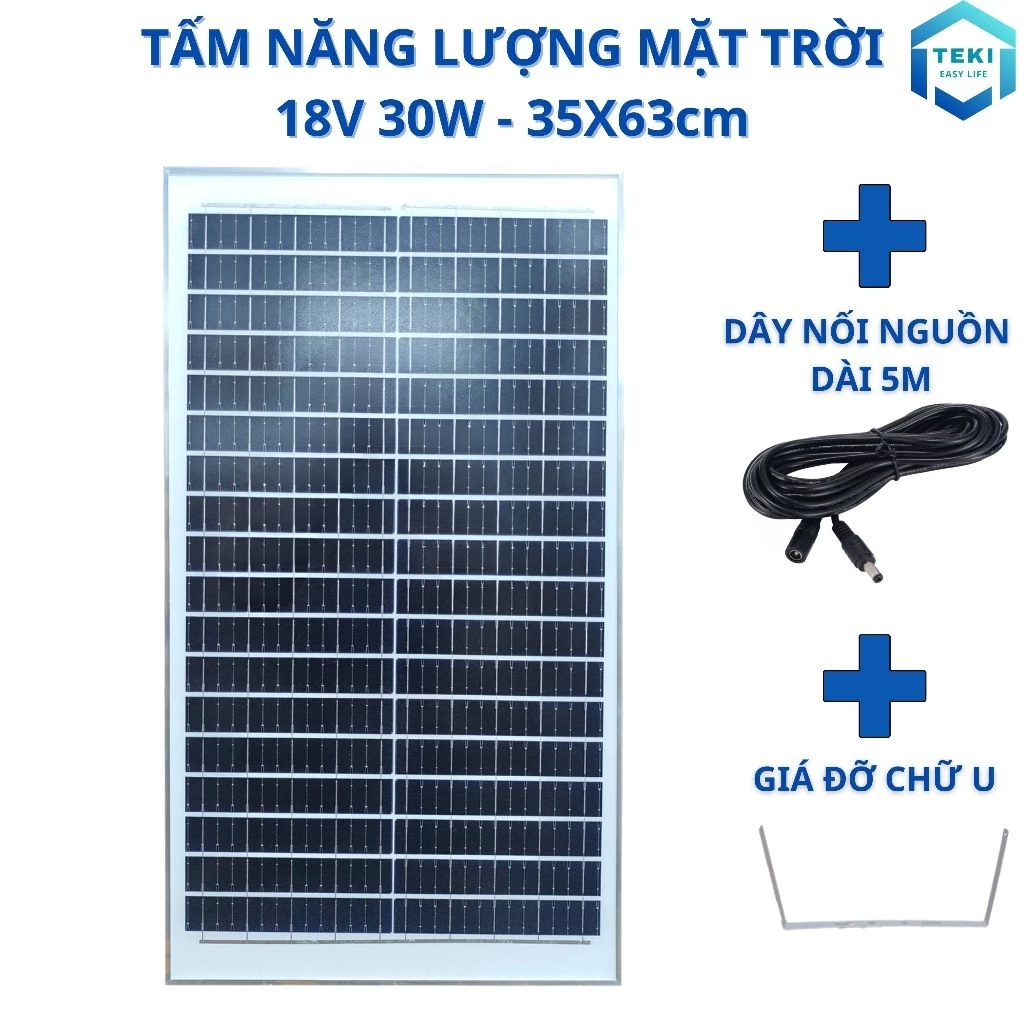 TẤM NĂNG LƯỢNG MẶT TRỜI MONO 18V 30W 35x63cm - TEKI