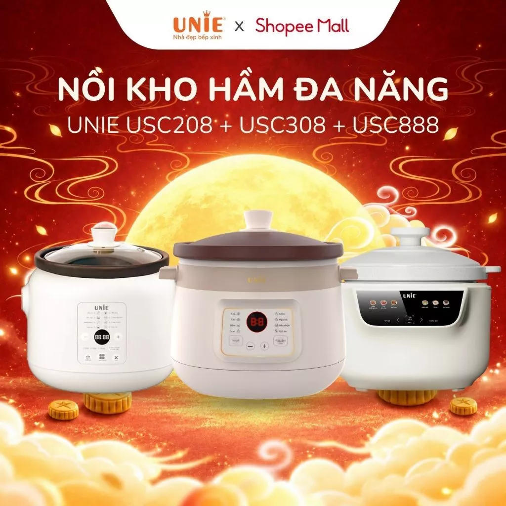 [DEAL HOT] [FS] Nồi Nấu Chậm UNIE 2L, 3L Đa Năng Nấu Cháo Hầm Chè Ninh Xương - 8 Chức Năng Nấu Chuyên Sâu