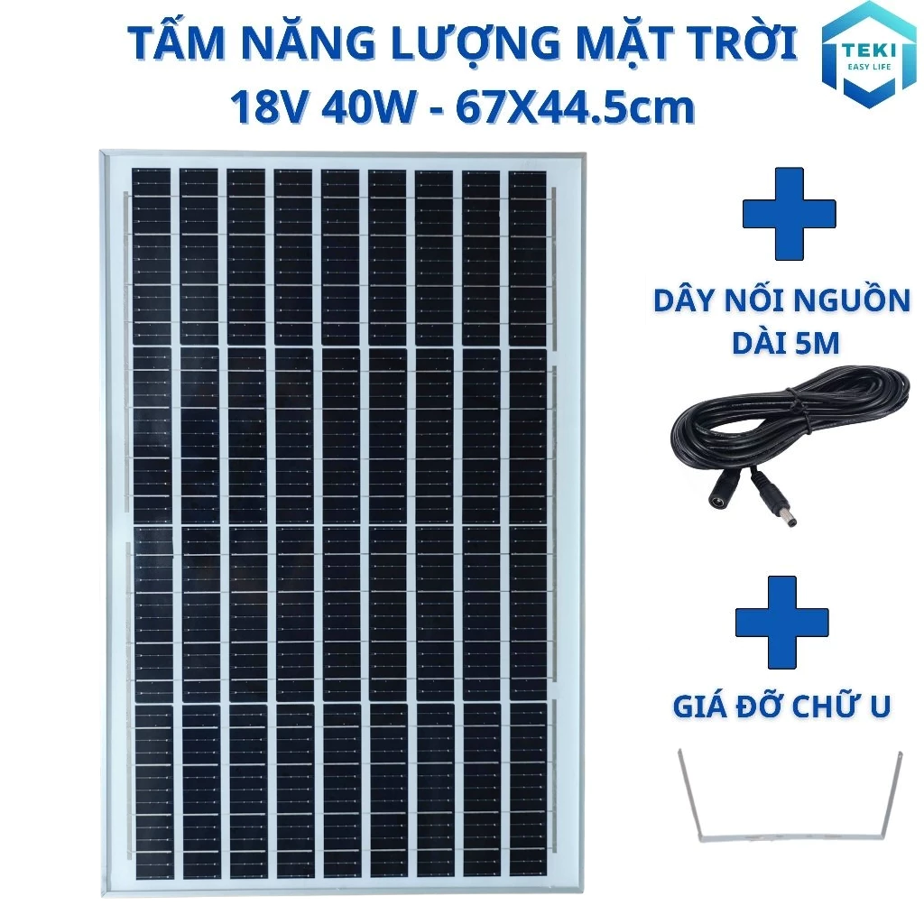 TẤM NĂNG LƯỢNG MẶT TRỜI MONO 18V 40W 67x44.5cm - TEKI