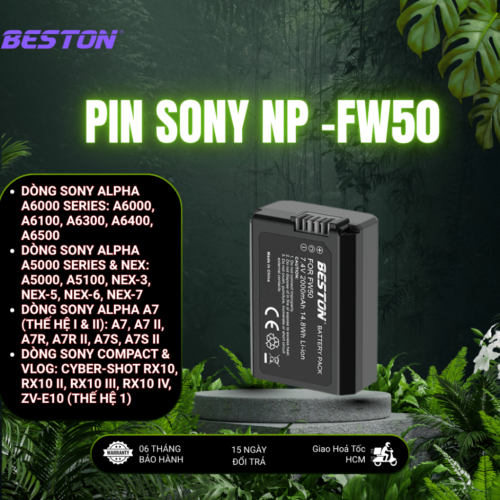 Bộ Pin FW50 Sạc Đôi Beston NP-FW50 dùng cho máy ảnh Sony FW50 A6000 A6300…