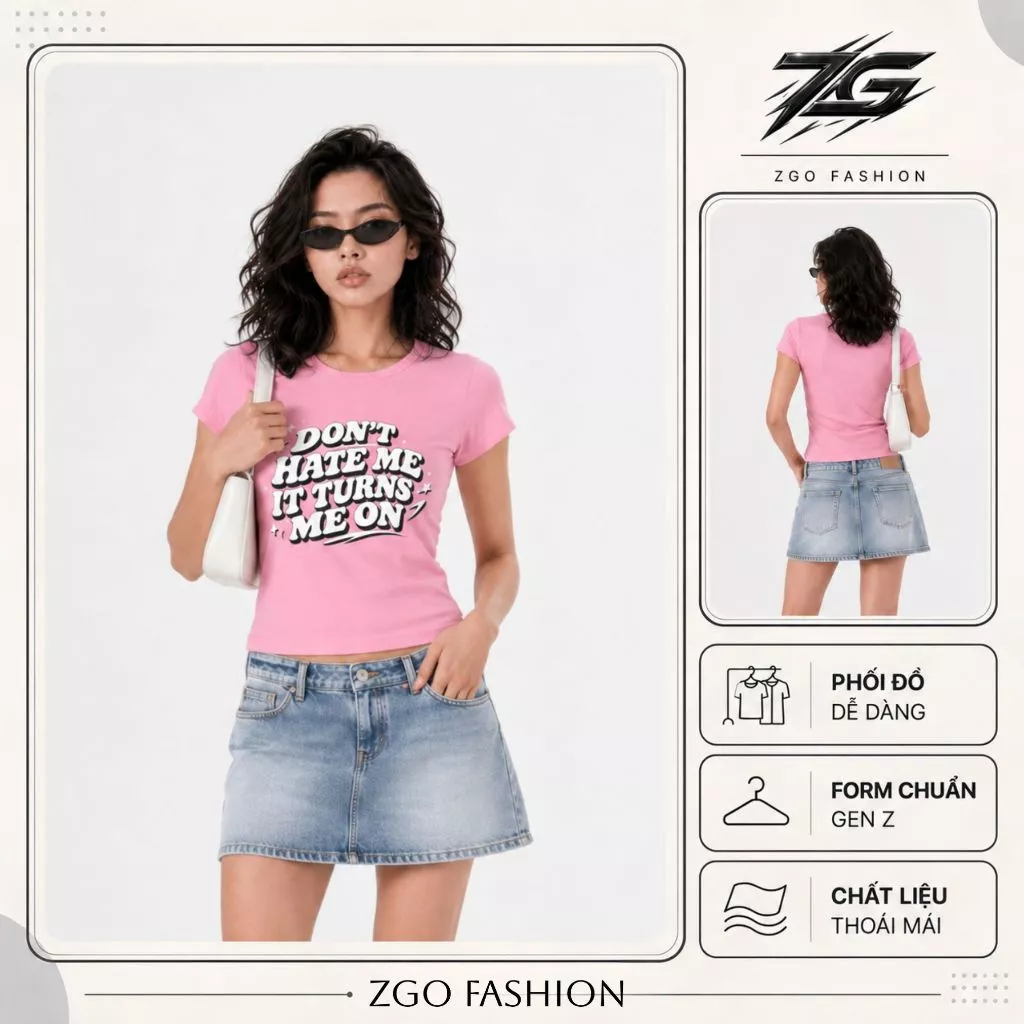 Áo Thun Baby Tee Nữ Form Ôm In Chữ DON'T HATE ME Co Giãn Cotton Mềm Phong Cách Y2K Streetwear Ulzzang Hàn Quốc AZG49