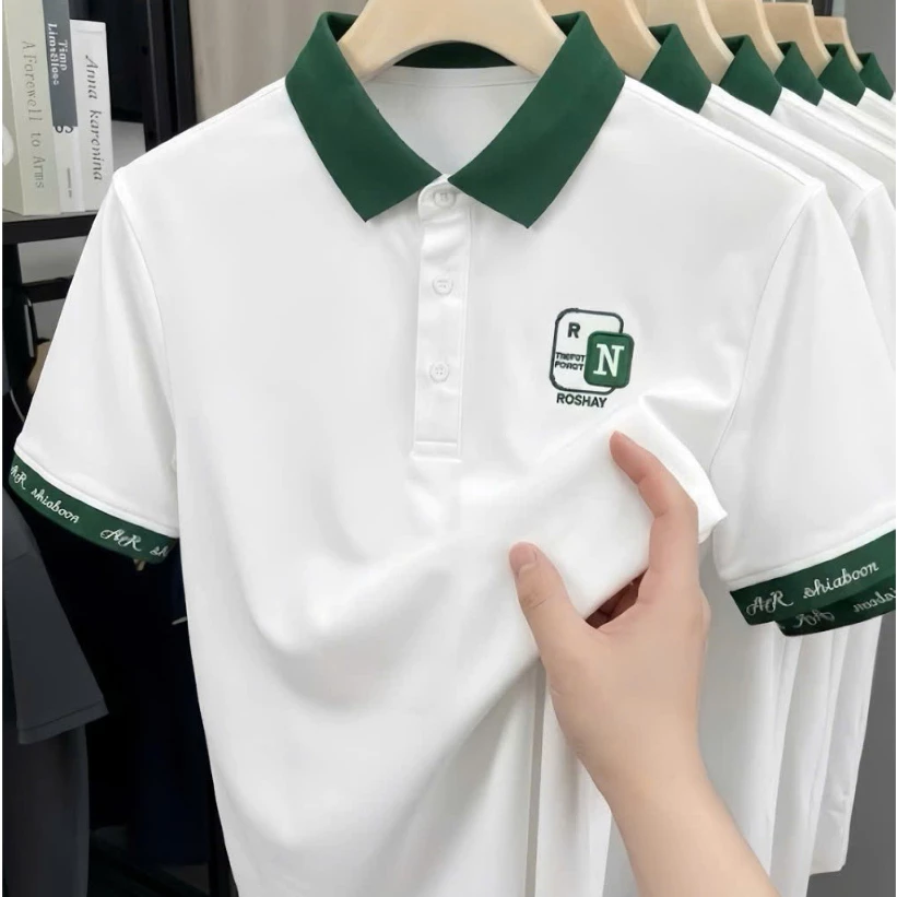Áo Polo Nam Thêu Logo Phối Cổ Xanh – Thời Trang Nam – Vải Co Giãn 4 Chiều, Mềm Mát, Giữ Form Chuẩn