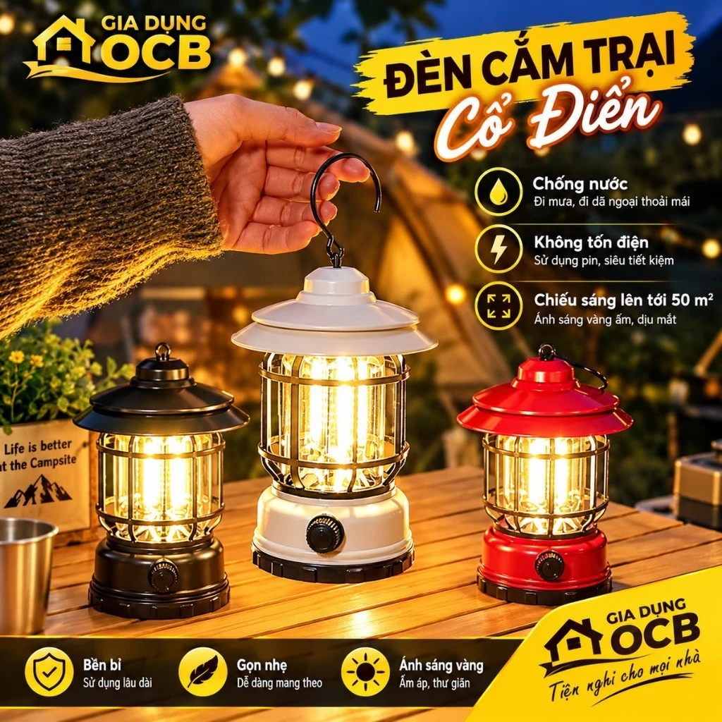 [HÀNG MỚI VỀ] Đèn Bão Măng Xông Tích Điện Cao Cấp Cắm Trại Picnic