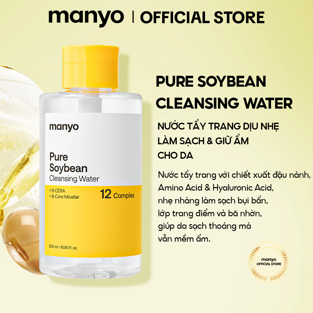 [LIVE] [Mới] Nước tẩy trang đậu nành manyo Pure Soybean Cleansing Water 500ml làm sạch dịu nhẹ, dưỡng ẩm