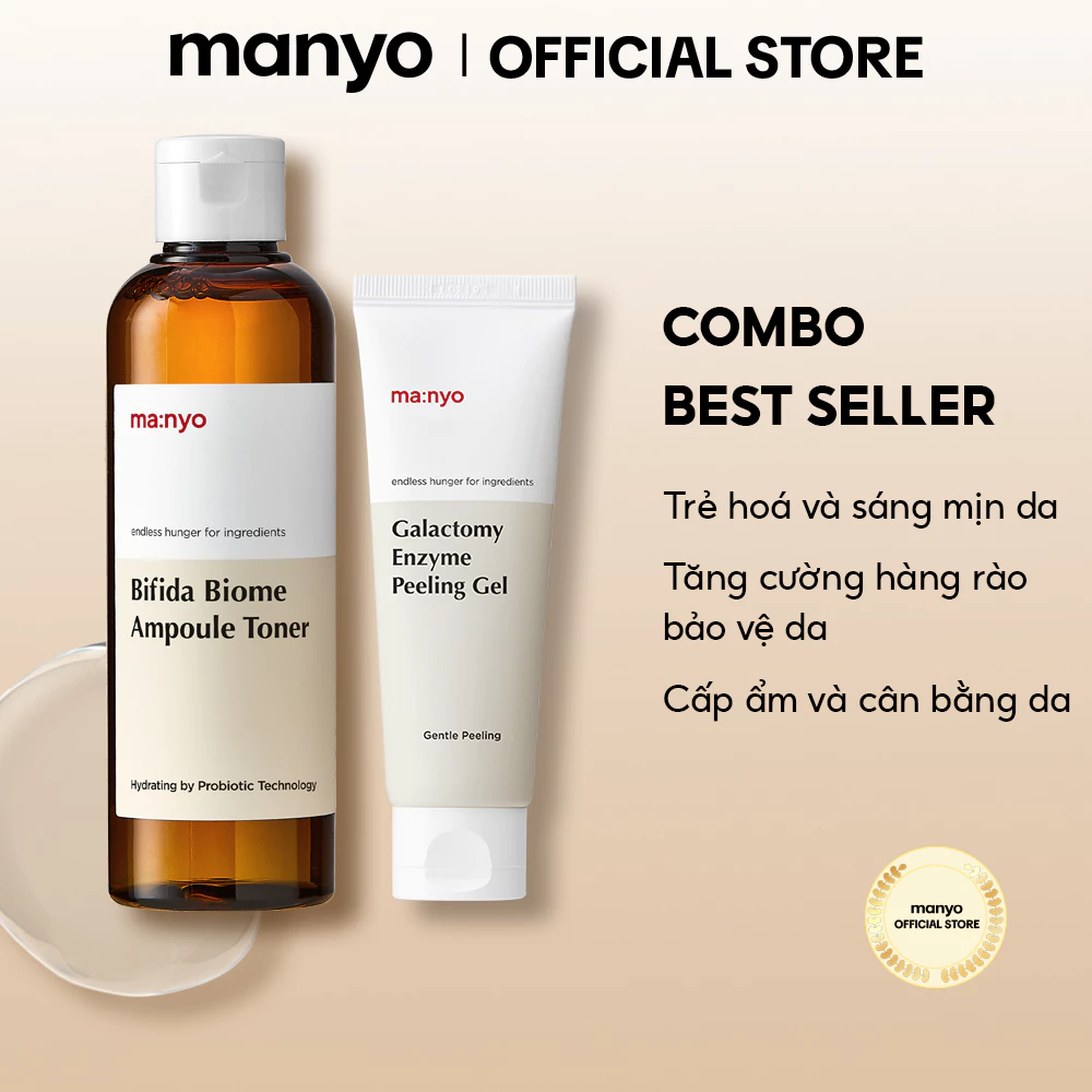 [LIVE][COMBO HỜI] Nước hoa hồng manyo Bifida Biome Ampoule + Gel Tẩy tế bào chết ma:nyo Gaclactomy Peeling Gel 75ml