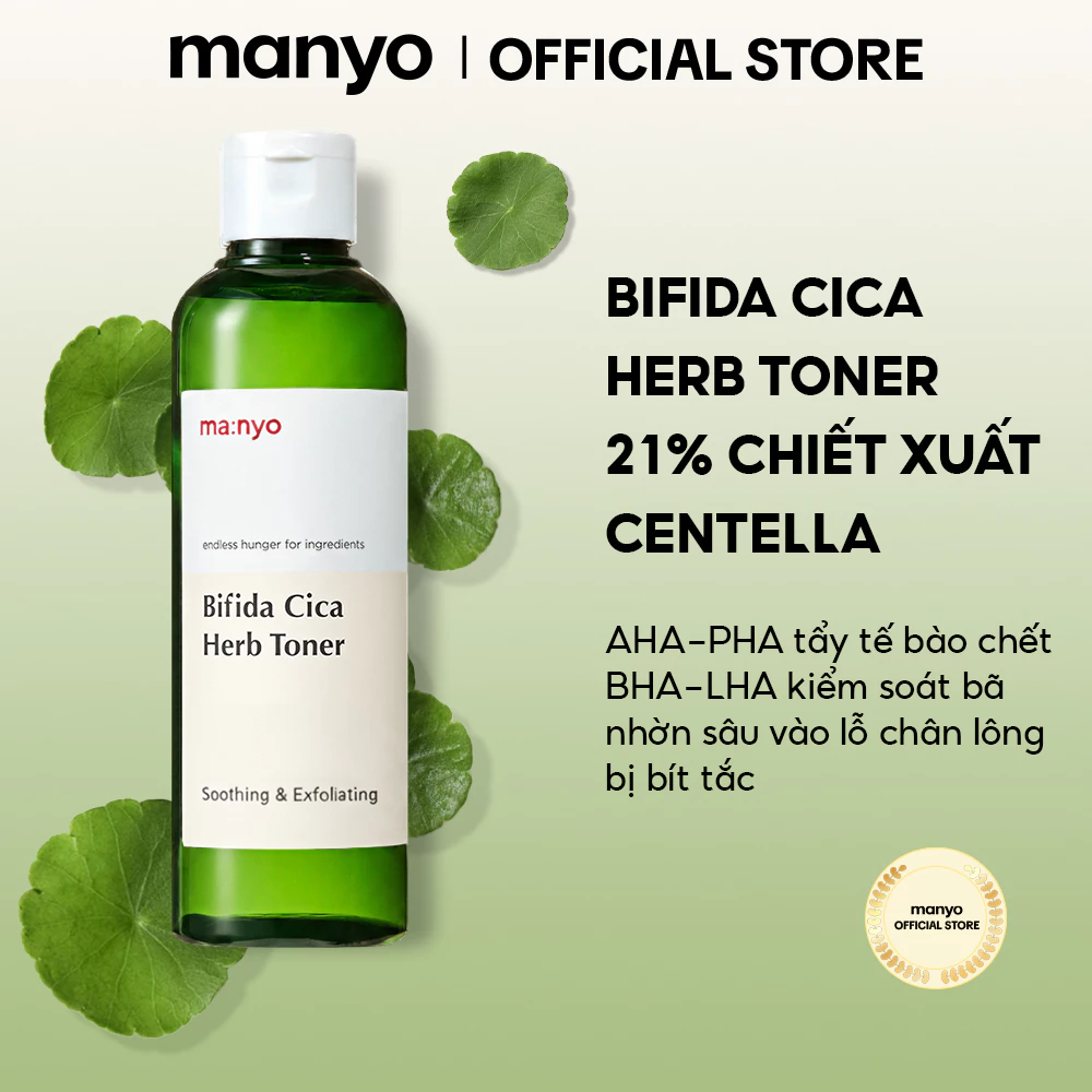 [LIVE] Nước hoa hồng ma:nyo Bifida Cica Herb Toner 210ml hạn chế dầu thừa, thu nhỏ lỗ chân lông