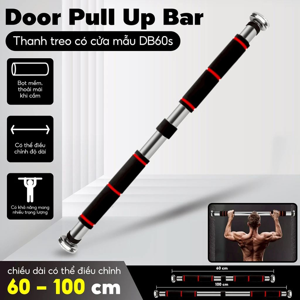 (DB60) - BG Xà đơn treo tường gắn cửa độ dài tùy chỉnh cao cấp tập thể dục tại nhà