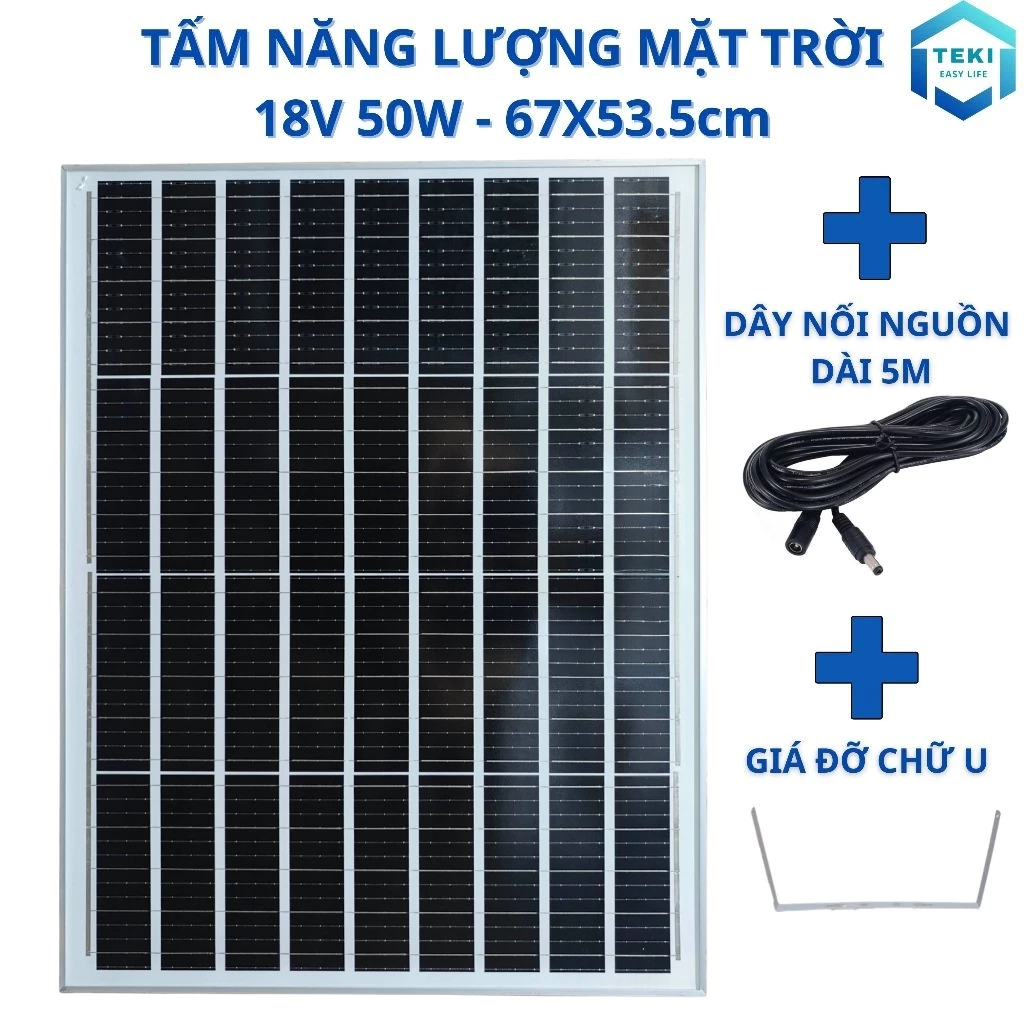 TẤM NĂNG LƯỢNG MẶT TRỜI MONO 18V 50W 67x53.5cm - TEKI