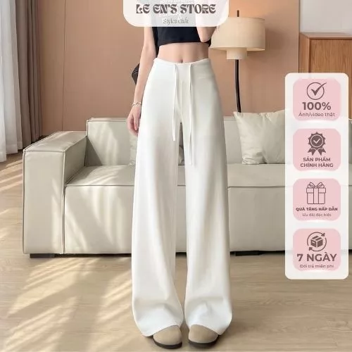Quần nỉ suông nữ chất nỉ mì mềm mại, quần nỉ ống suông basic dễ phối đồ cạp cao tôn dáng