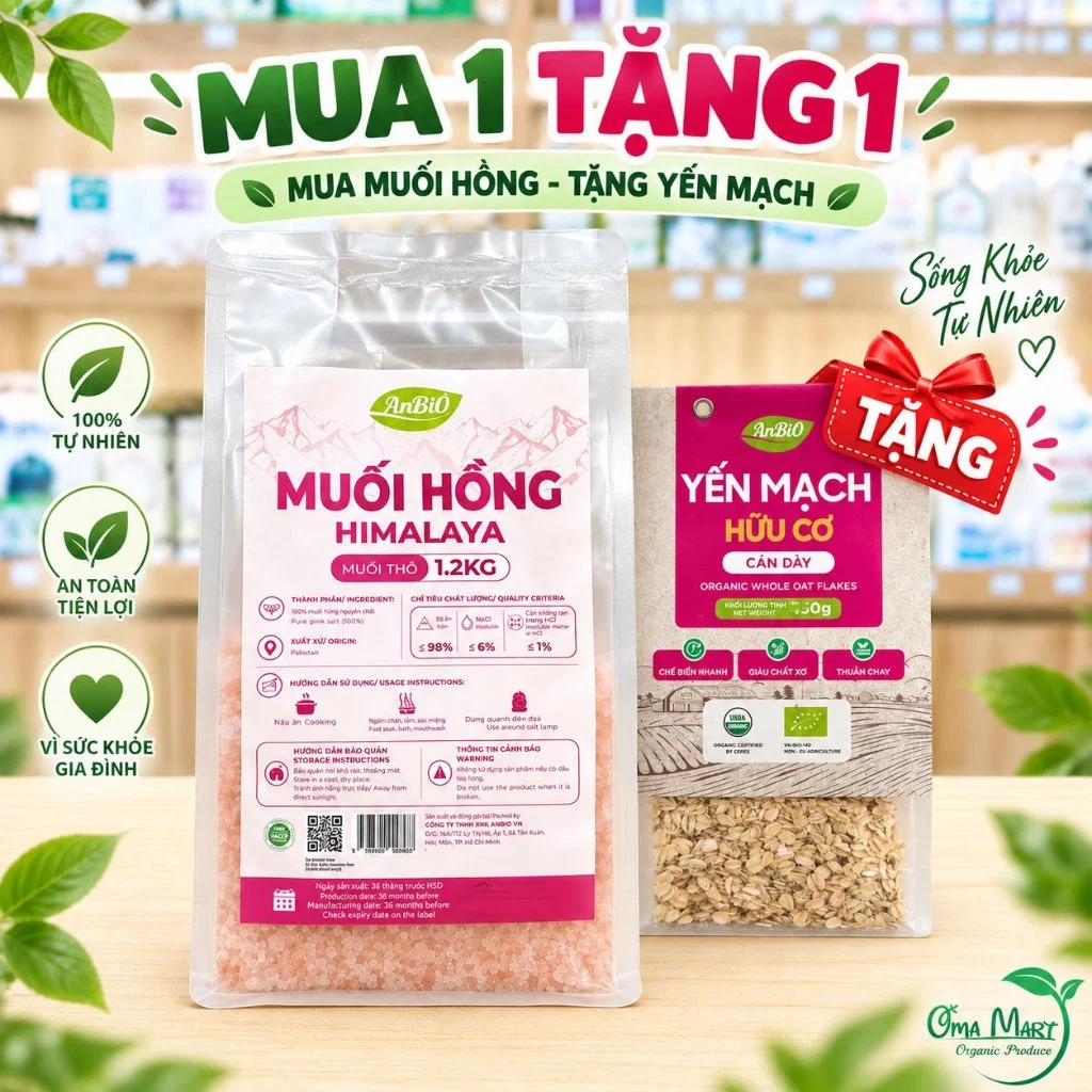 Muối Hồng Himalaya ANBIO ( Túi 1,2kg ) - Ăn Kiêng Eat Clean Tự Nhiên Bổ Sung Khoáng Chất