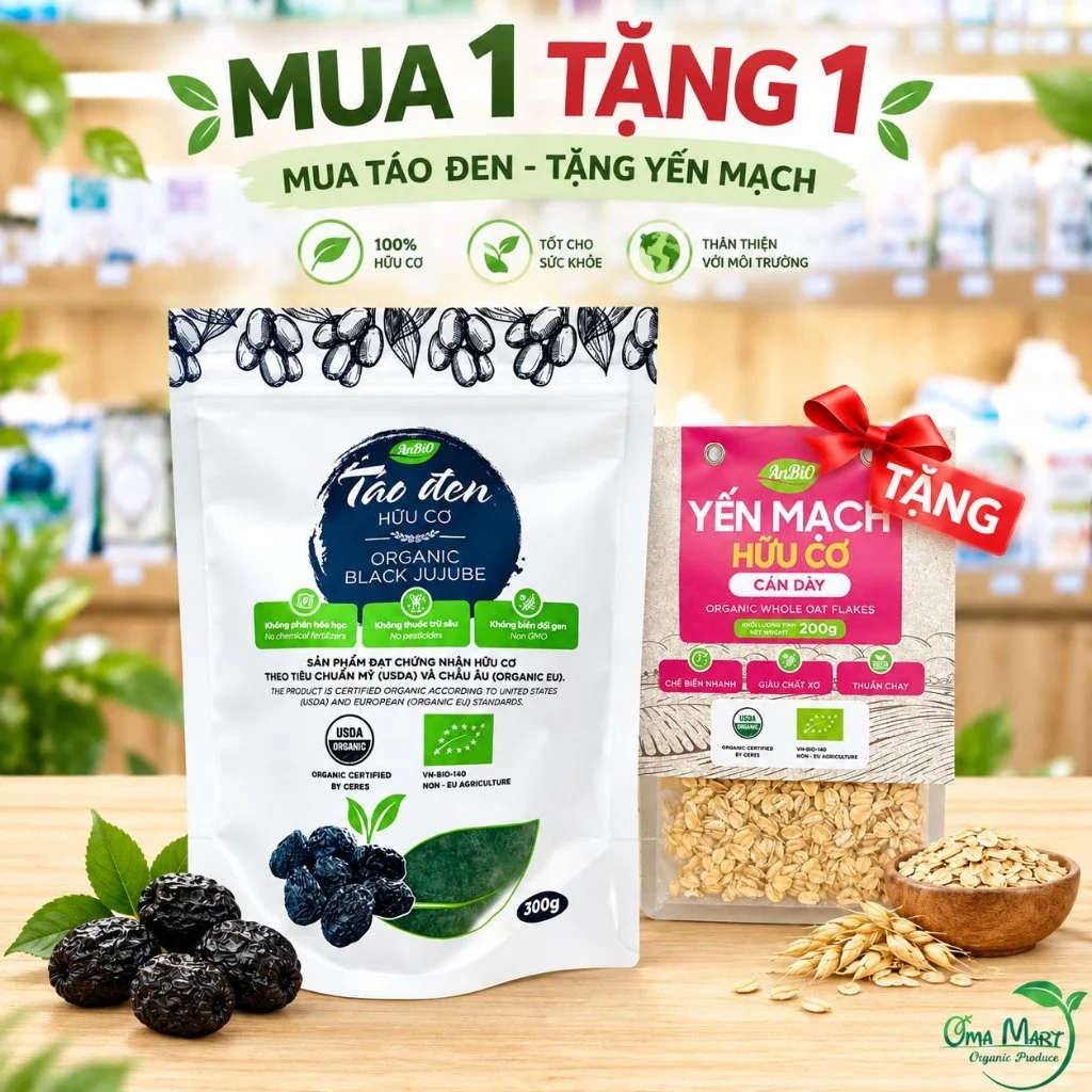 Táo Đen ( Táo Tàu ) Hữu Cơ ANBIO - Giúp Ngủ Ngon Thanh Nhiệt Bồi Bổ Sức Khỏe