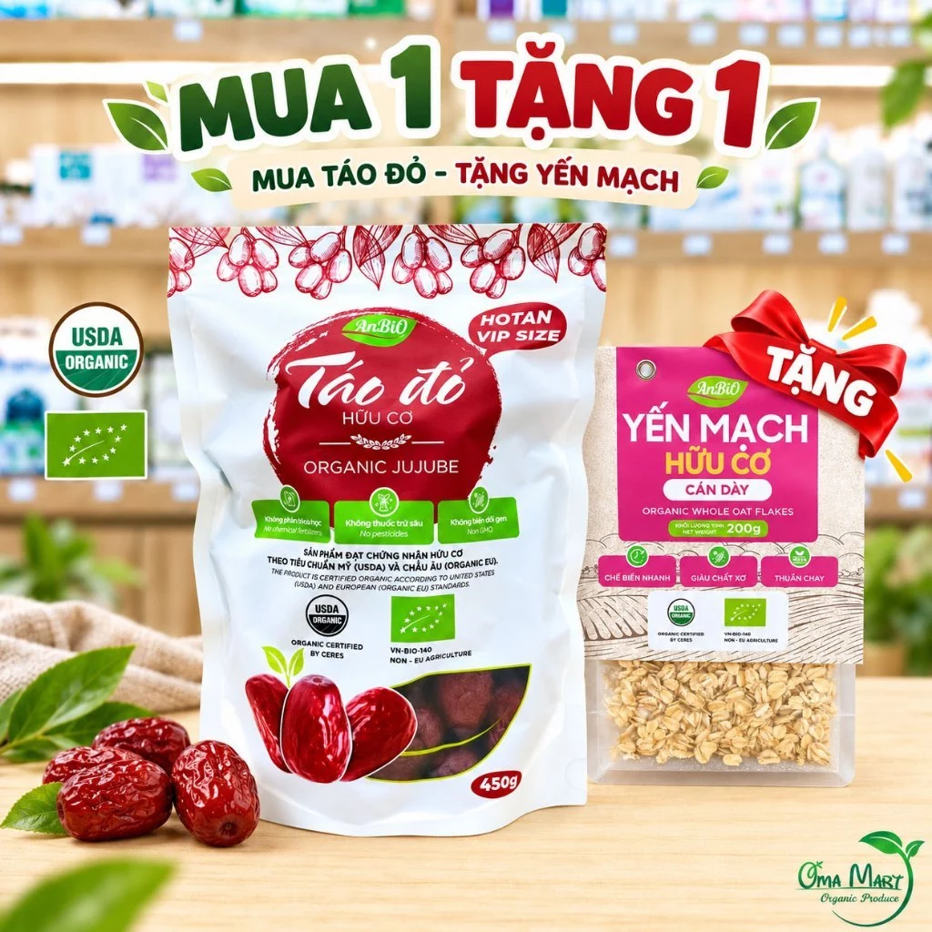 Táo đỏ HOTAN Hữu Cơ ANBIO 450g ( Size VIP 8-9 quả/ 100g) - Chín cây tự nhiên dẻo ngọt ăn dặm pha trà