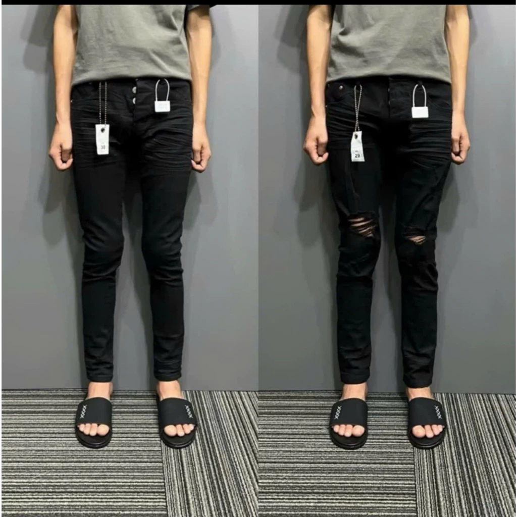 Quần jeans nam xanh pơ bồ boy phố cào xước,trơn hot mẫu mới-AHFASHION Menswear Pants Có Túi