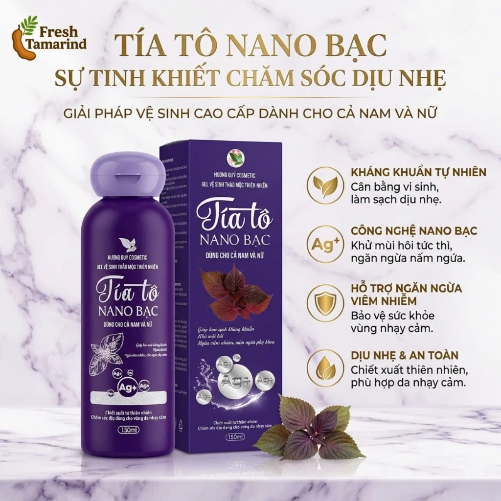 Dung Dịch Vệ Sinh Tía Tô Nano Bạc 150ml - Dịu Nhẹ Thơm Tho Cho Cô Bé Cả Ngày