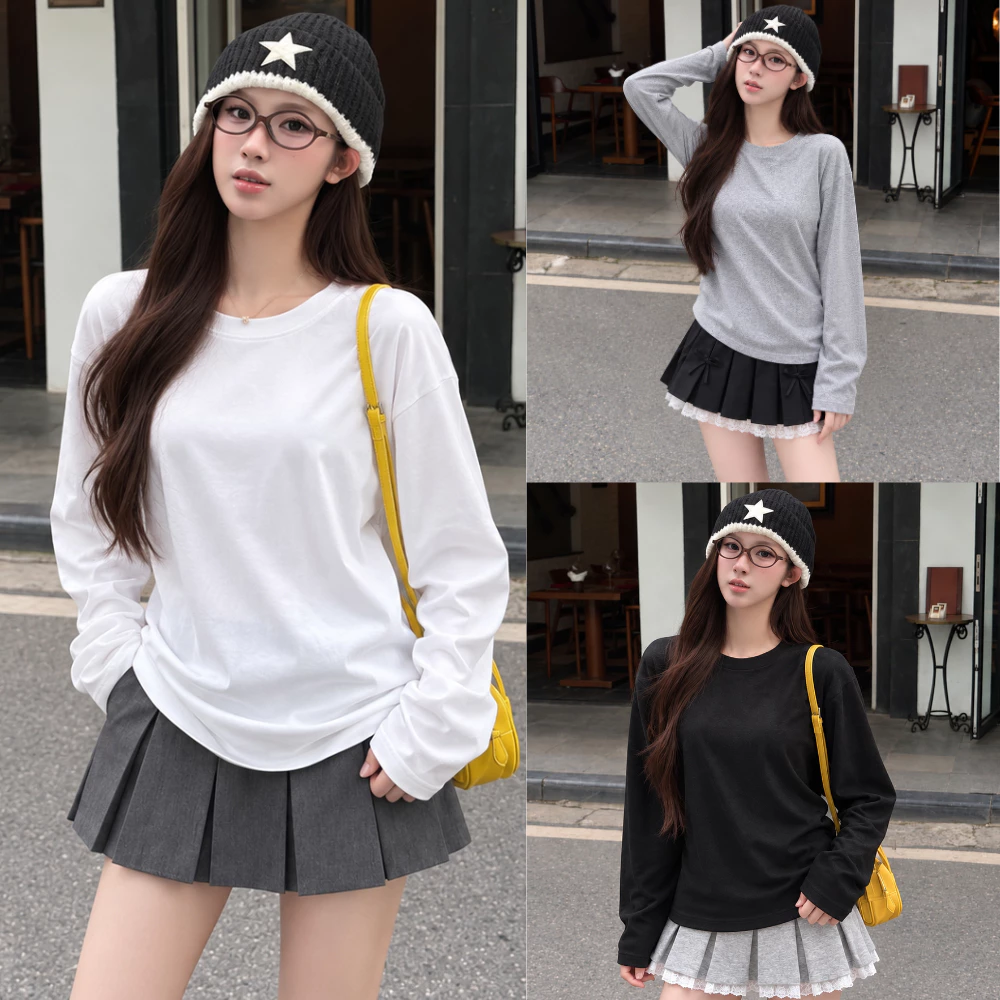 Áo Thun Trơn Form Rộng Dài Tay Nam Nữ MIAA Form Rộng Basic, Chất Cotton Dày Mịn Phong Cách Hàn Quốc