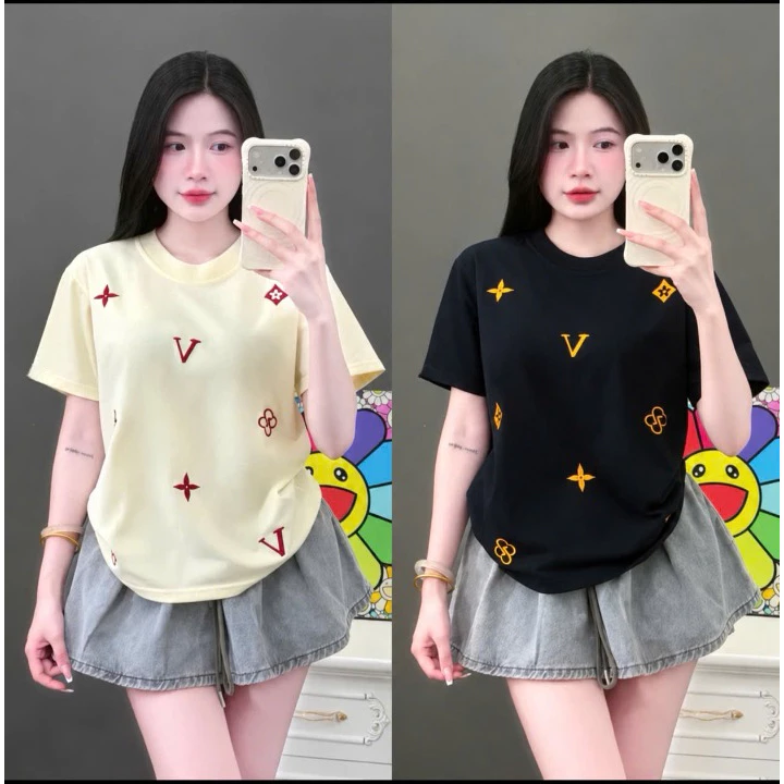 Áo thun tay lỡ unisex nam nữ CHỮ V, Áo phông unisex form rộng