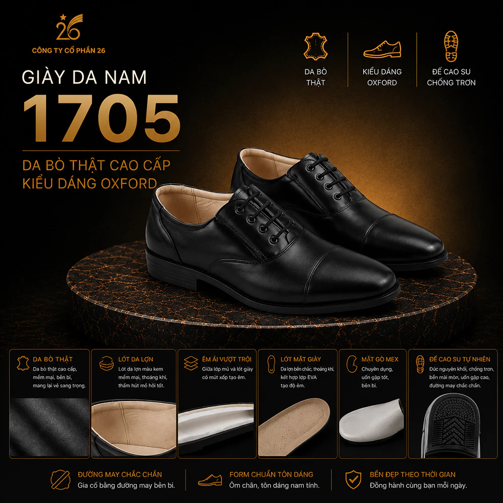 Giày da nam 1705 Chính Hãng Công ty Cổ phần 26