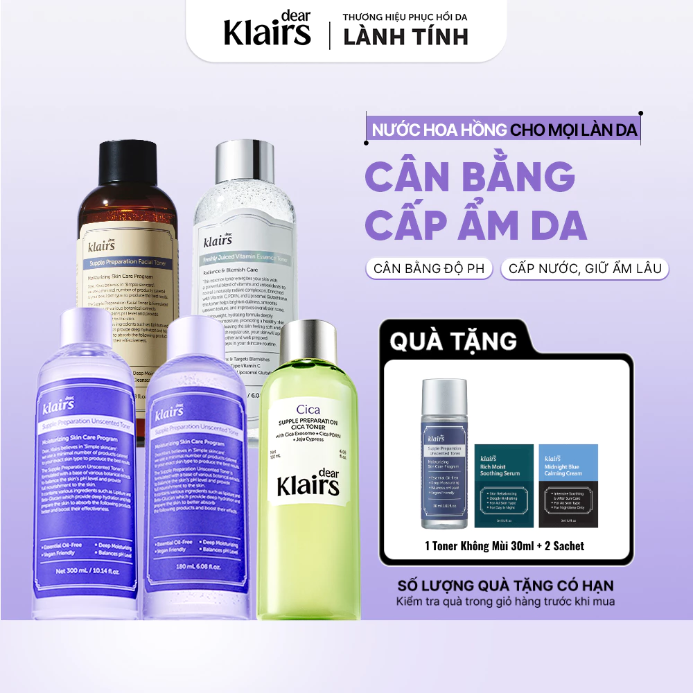 [KOL] Nước hoa hồng Dear, Klairs Supple Preparation Toner Cấp Ẩm Dưỡng Sáng Cho Mọi Loại Da